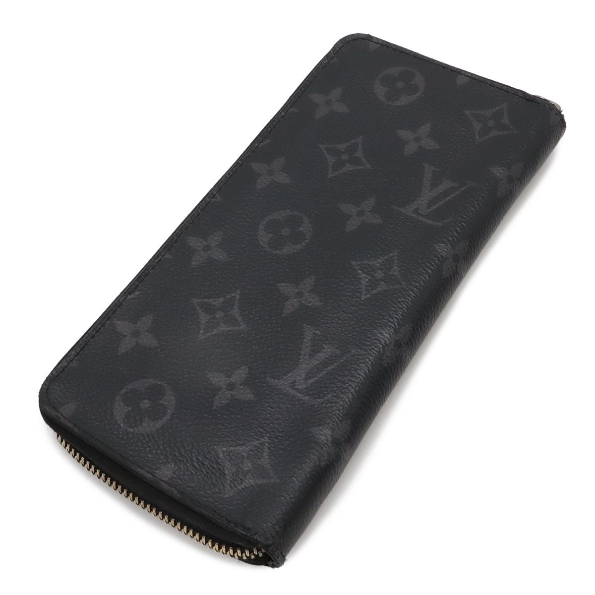 Louis Vuitton Monogram Eclipse Zippy Wallet Vertical Zip Around Black Gray — view 2