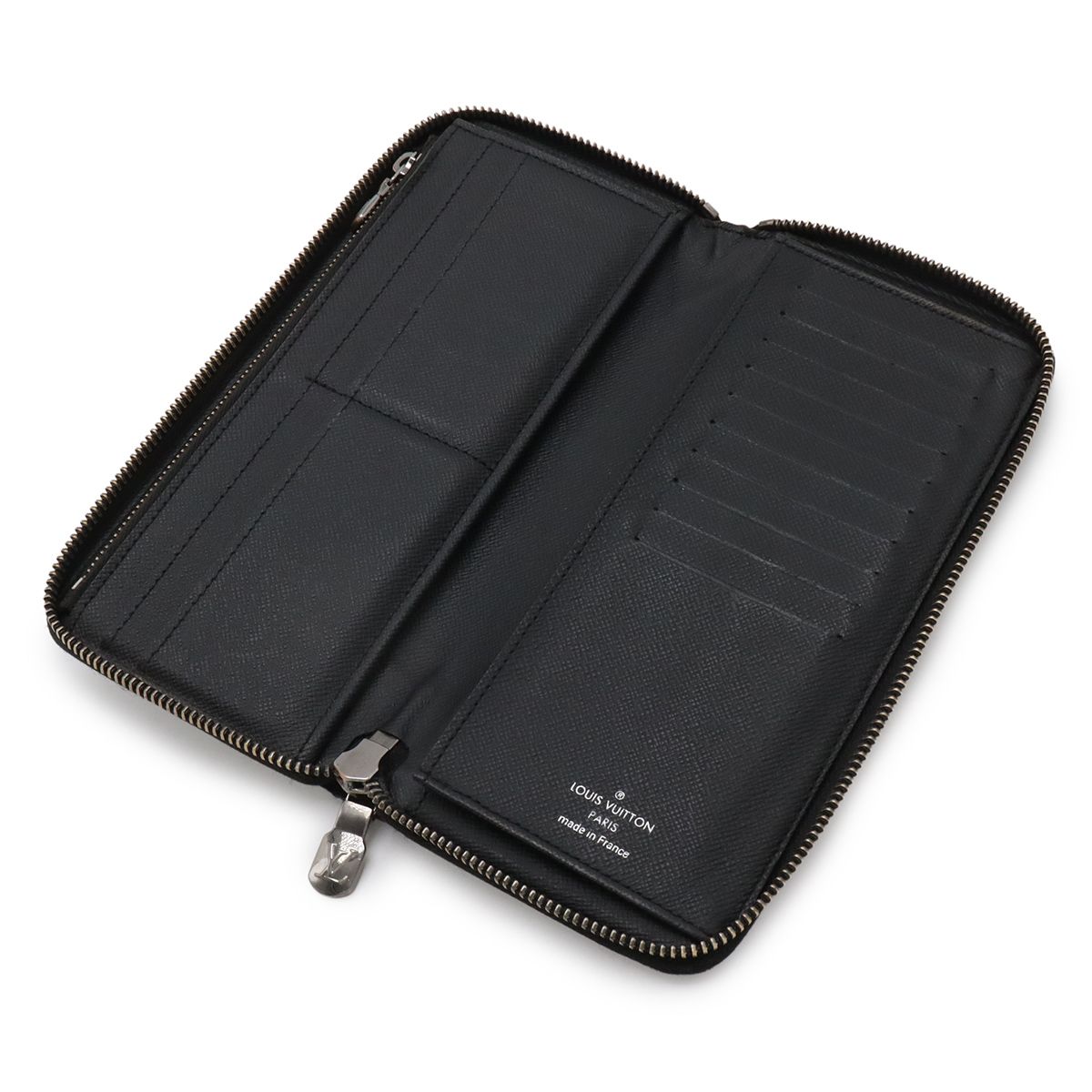 Louis Vuitton Monogram Eclipse Zippy Wallet Vertical Zip Around Black Gray — view 5