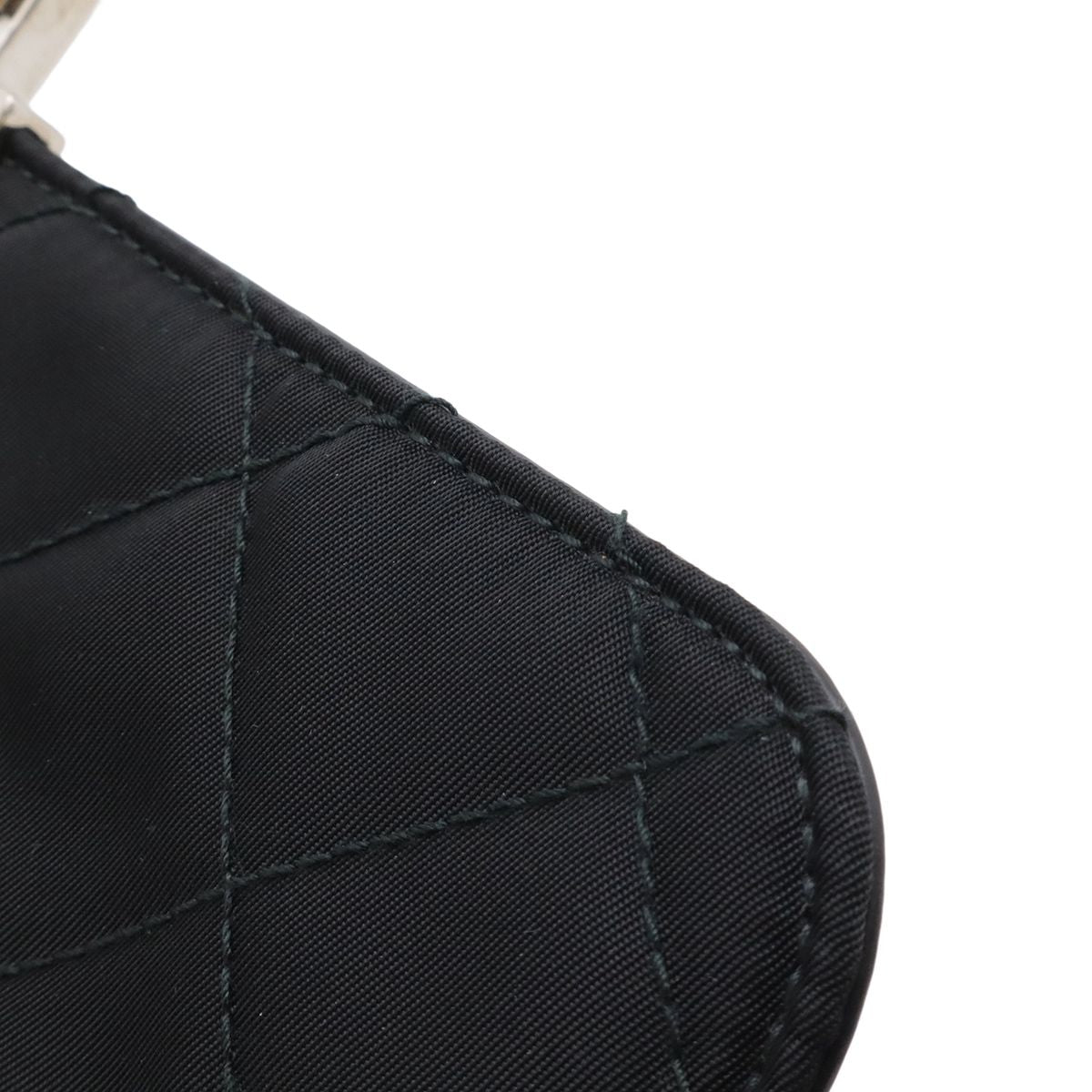 Prada Chain Shoulder Bag 2-Way Clutch Quilted Nylon Leather Nero Black — view 9