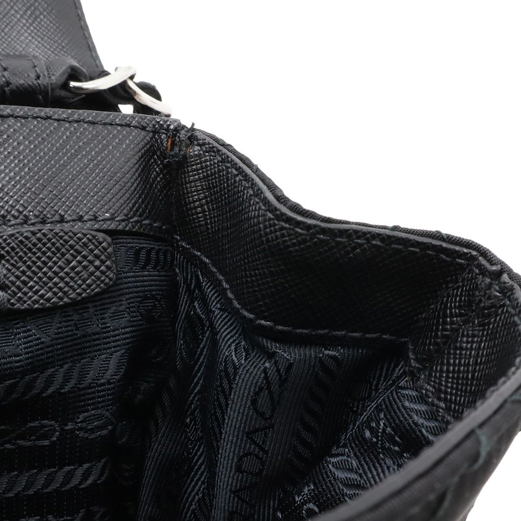 Prada Chain Shoulder Bag 2-Way Clutch Quilted Nylon Leather Nero Black — view 7