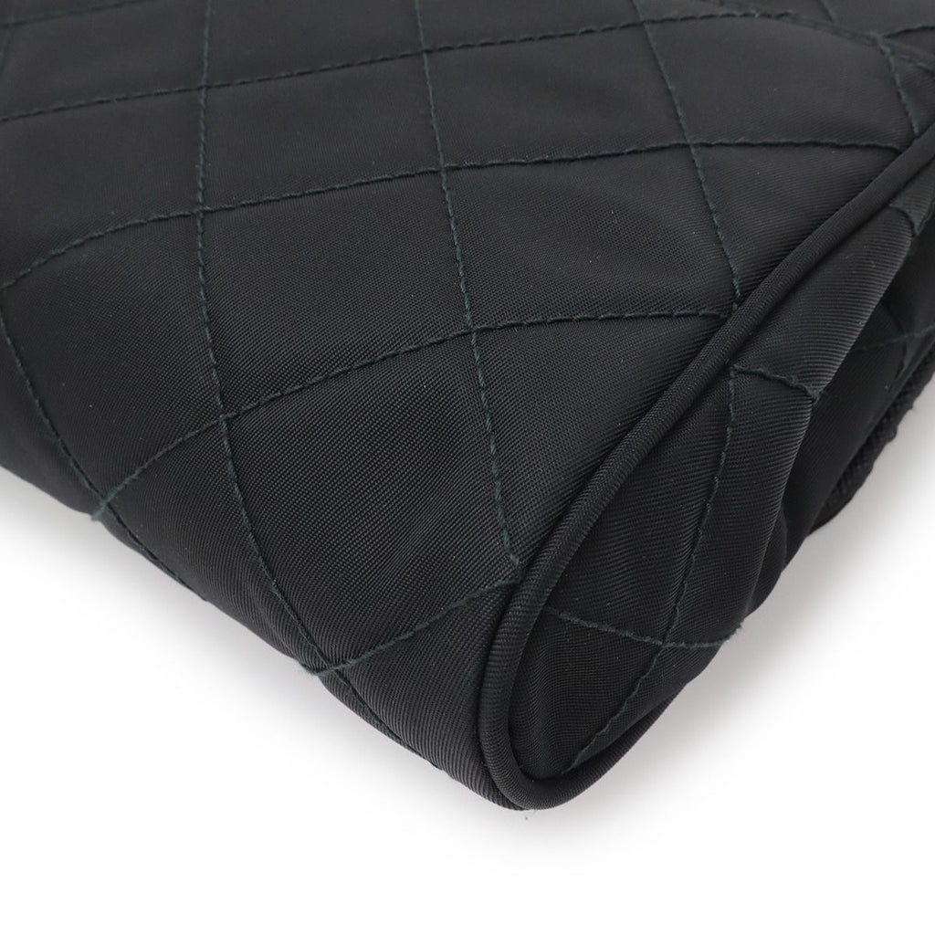 Prada Chain Shoulder Bag 2-Way Clutch Quilted Nylon Leather Nero Black — view 3