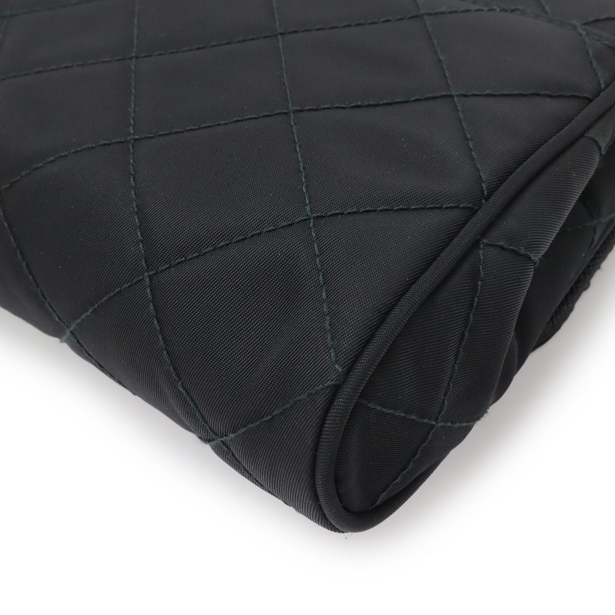 Prada Chain Shoulder Bag 2-Way Clutch Quilted Nylon Leather Nero Black — view 3