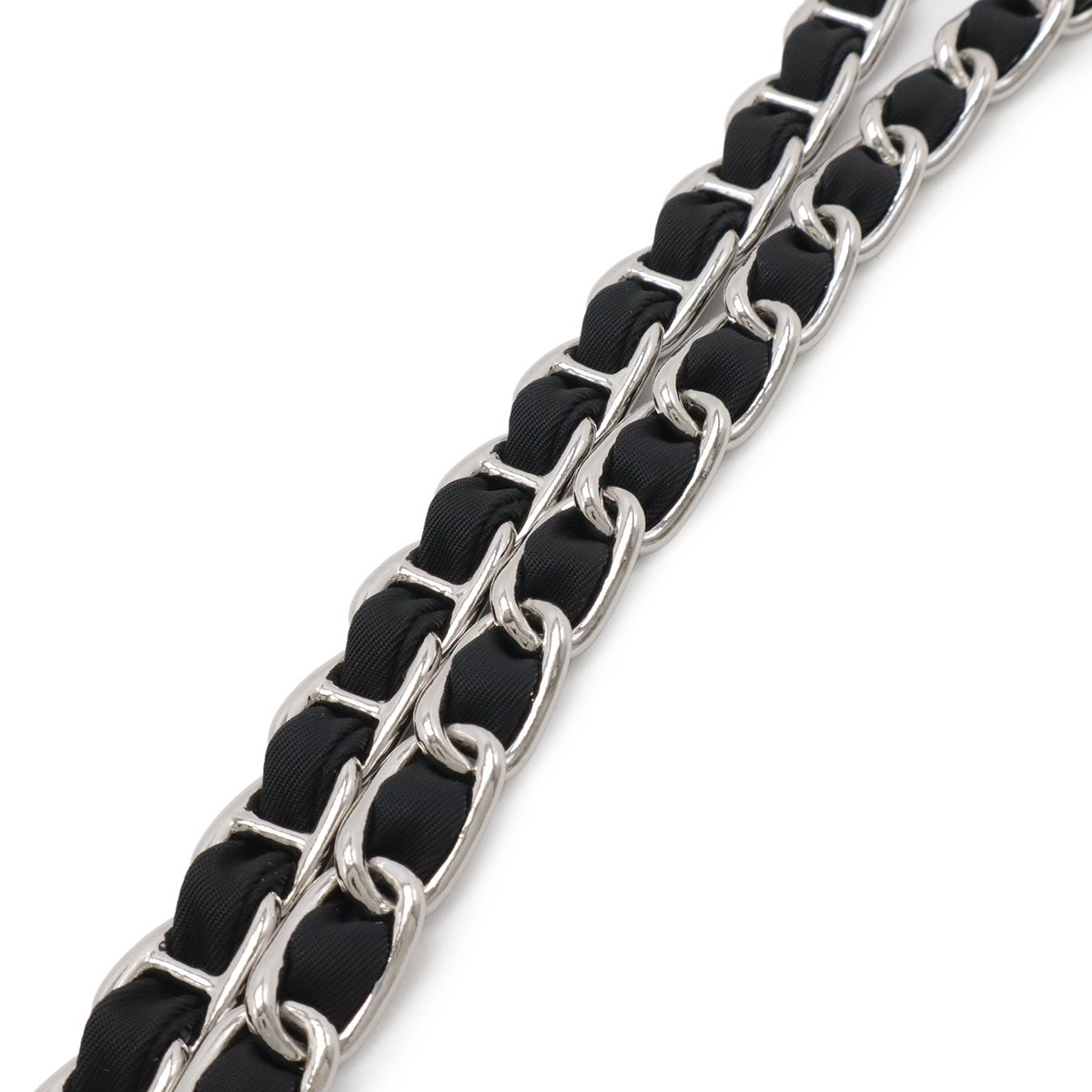 Prada Chain Shoulder Bag 2-Way Clutch Quilted Nylon Leather Nero Black — view 5
