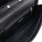 Prada Chain Shoulder Bag 2-Way Clutch Quilted Nylon Leather Nero Black — view 6