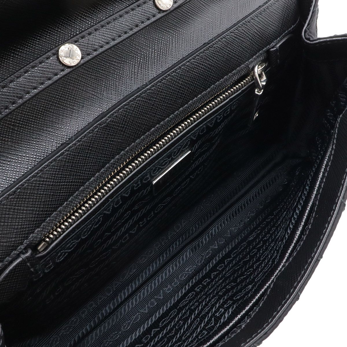Prada Chain Shoulder Bag 2-Way Clutch Quilted Nylon Leather Nero Black — view 6