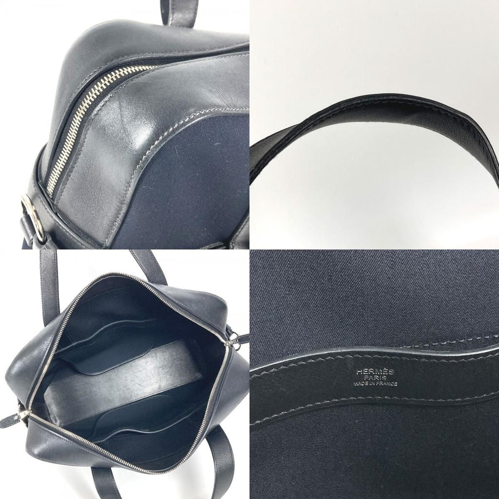 Hermes Handbag Etribel Doc Canvas Leather Black — view 8