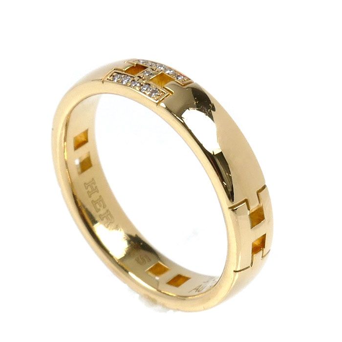 Hermes 18K Yellow Gold Hella Cles Wedding Ring Diamond 47 — view 2
