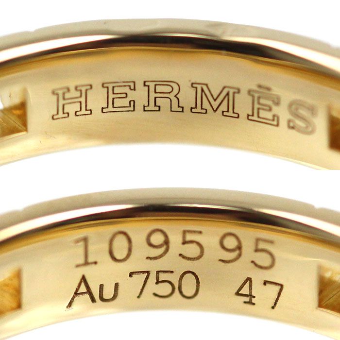 Hermes 18K Yellow Gold Hella Cles Wedding Ring Diamond 47 — view 6