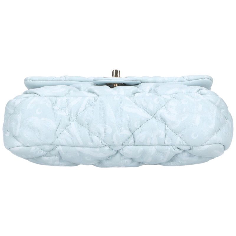 Chanel Mini Flap CC Logo Quilted Chain Shoulder Bag Light Blue — view 4