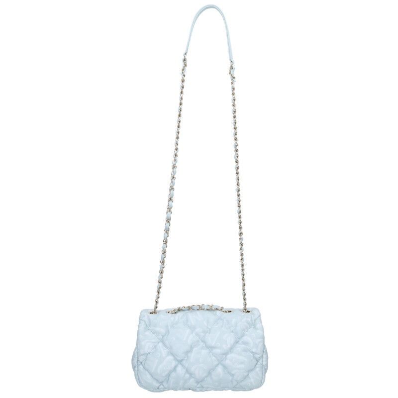 Chanel Mini Flap CC Logo Quilted Chain Shoulder Bag Light Blue — view 2