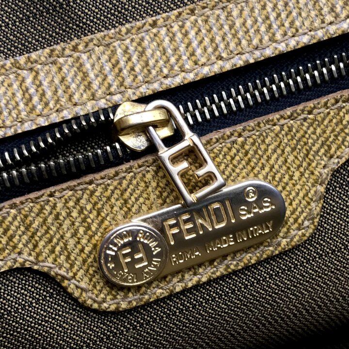 Fendi Zebra Pattern Canvas 2-Way Bag Brown Bag — view 9