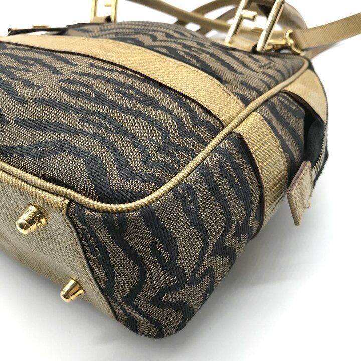 Fendi Zebra Pattern Canvas 2-Way Bag Brown Bag — view 5