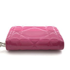 Dior Cannage Enamel Coin Case Wallet Pink — view 4