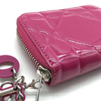 Dior Cannage Enamel Coin Case Wallet Pink — view 6