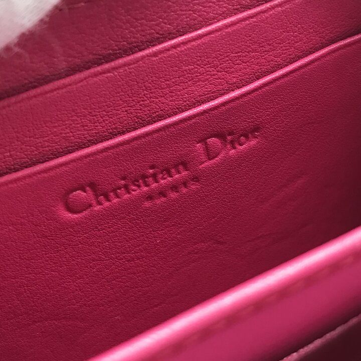 Dior Cannage Enamel Coin Case Wallet Pink — view 8