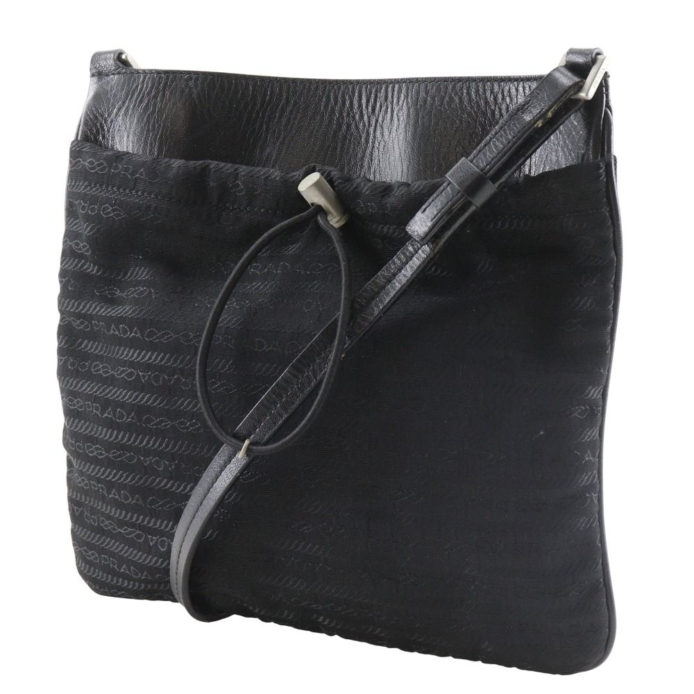 Prada Pochette Nylon Leather Black Shoulder Bag — view 2