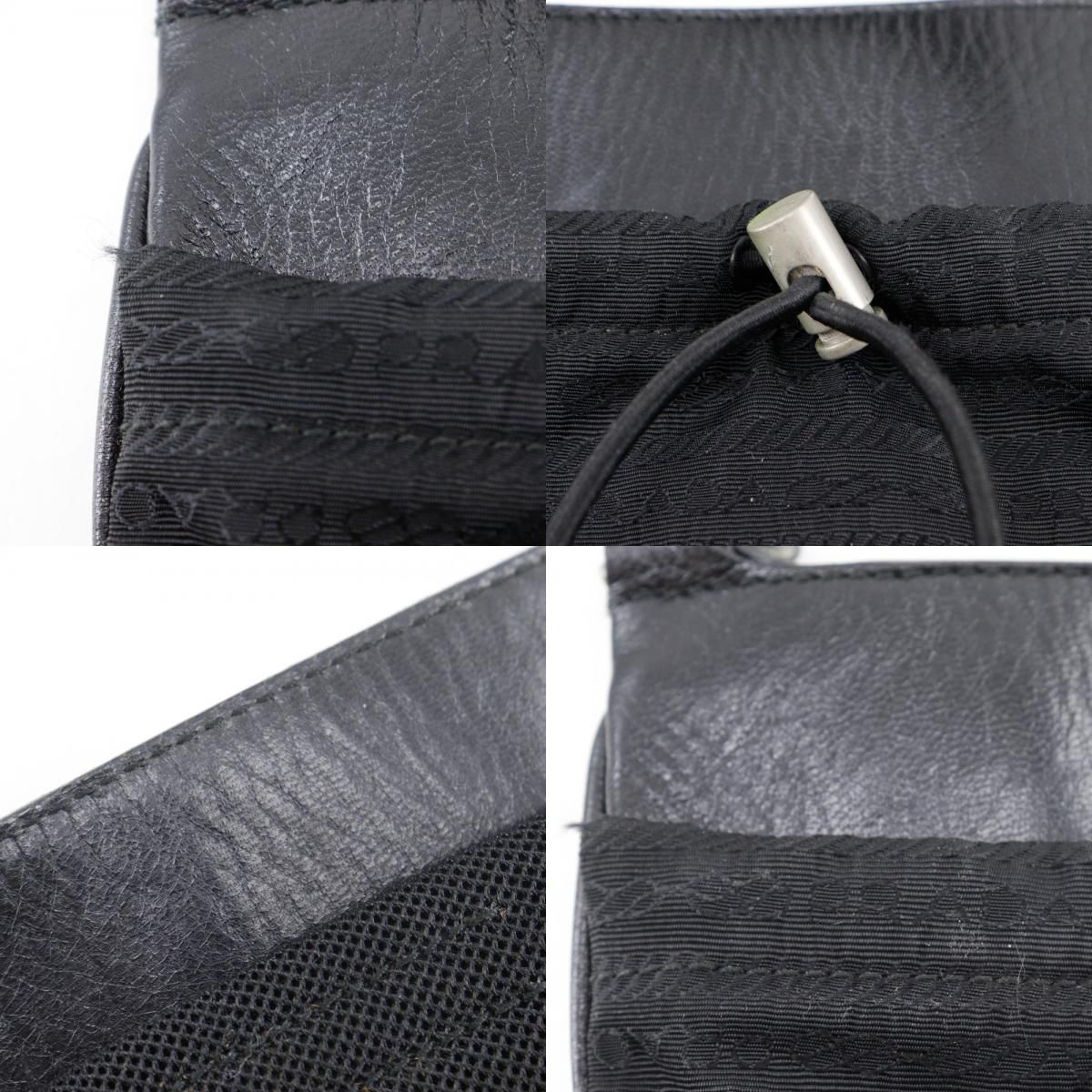 Prada Pochette Nylon Leather Black Shoulder Bag — view 8