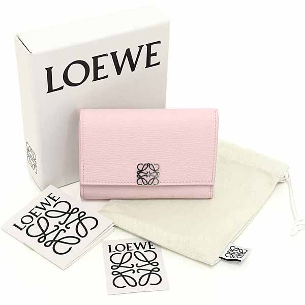 Loewe Anagram Vertical Wallet Small Trifold Pebble Grain Blossom — view 2