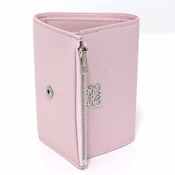 Loewe Anagram Vertical Wallet Small Trifold Pebble Grain Blossom — view 4