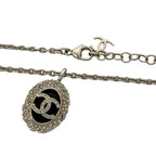 Chanel CC Logo Motif Plated Rhinestone Chain Necklace — view 3