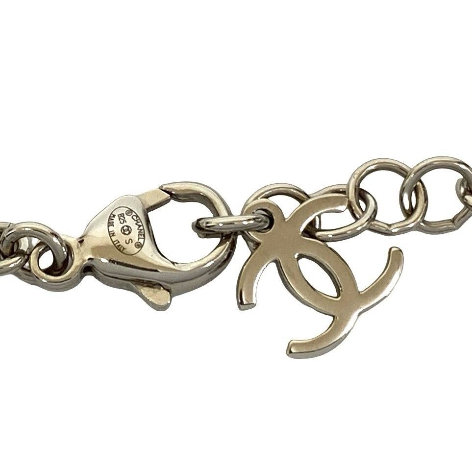 Chanel CC Logo Motif Plated Rhinestone Chain Necklace — view 4