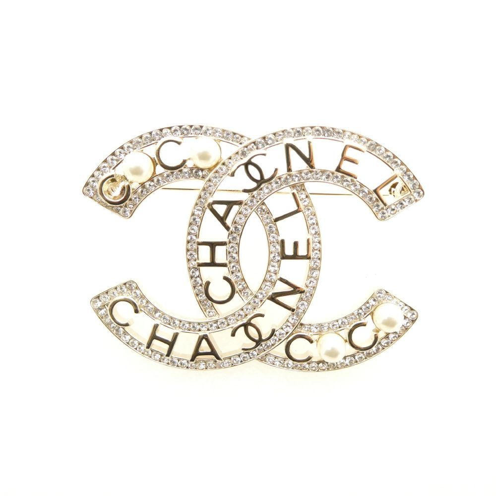 Chanel Brooch Pin CC Logo Pearl Stone — view 2