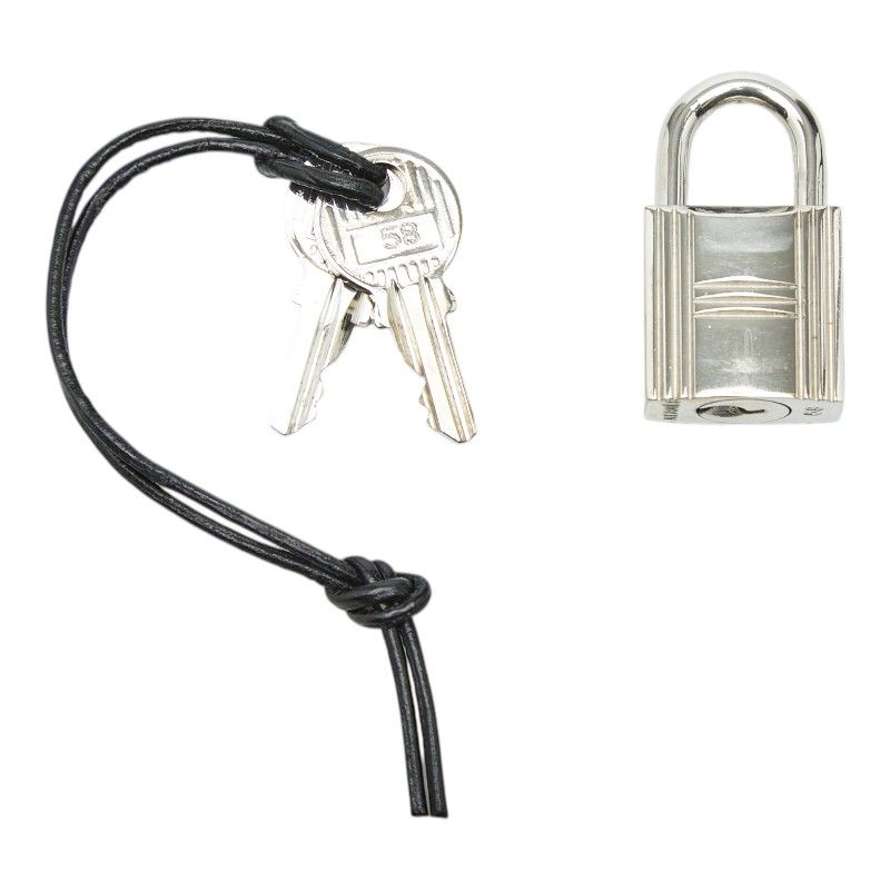 Hermes Cadena Padlock Key Set Silver Metal Holder — view 3