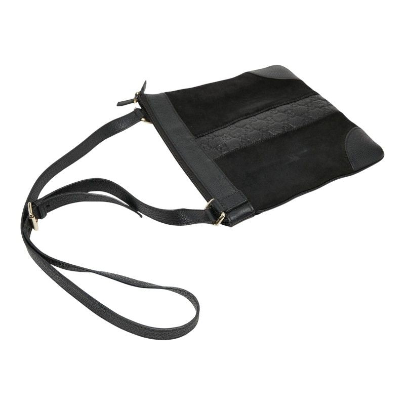 Gucci Guccissima Black Leather Suede Shoulder Bag — view 9