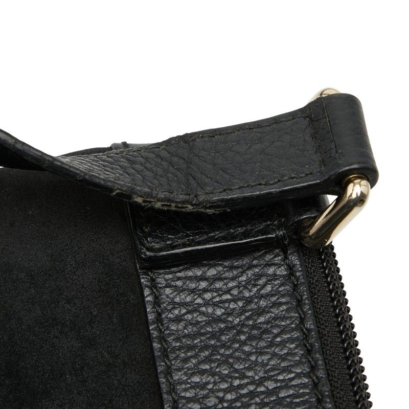 Gucci Guccissima Black Leather Suede Shoulder Bag — view 7