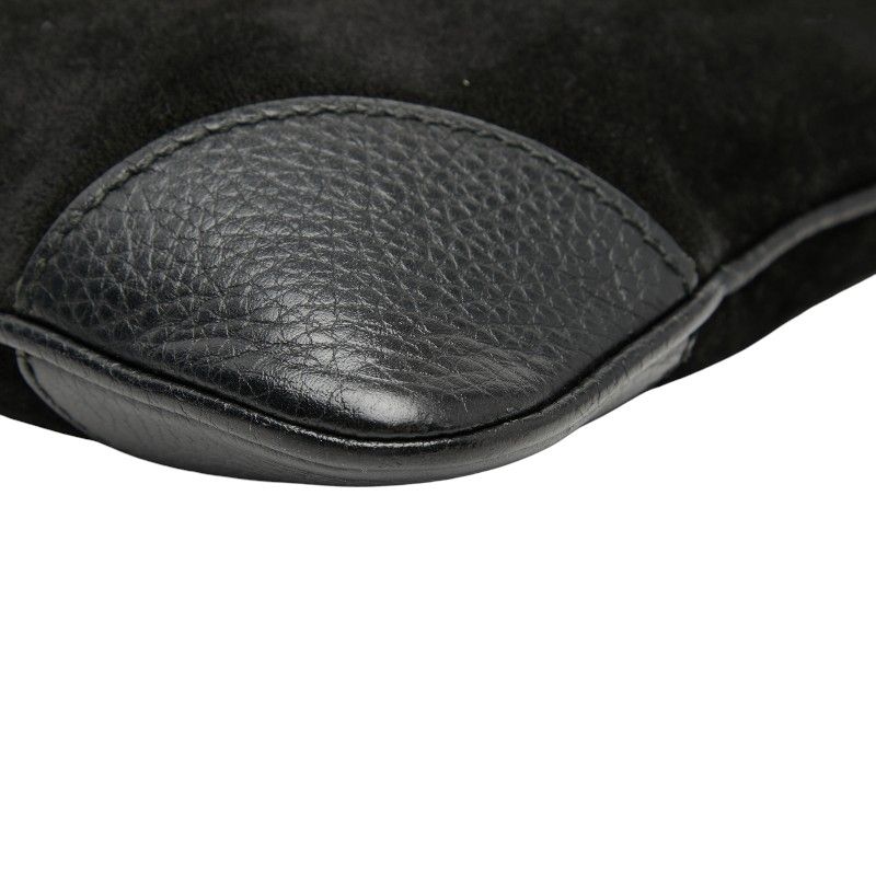 Gucci Guccissima Black Leather Suede Shoulder Bag — view 4