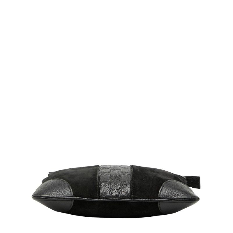 Gucci Guccissima Black Leather Suede Shoulder Bag — view 3