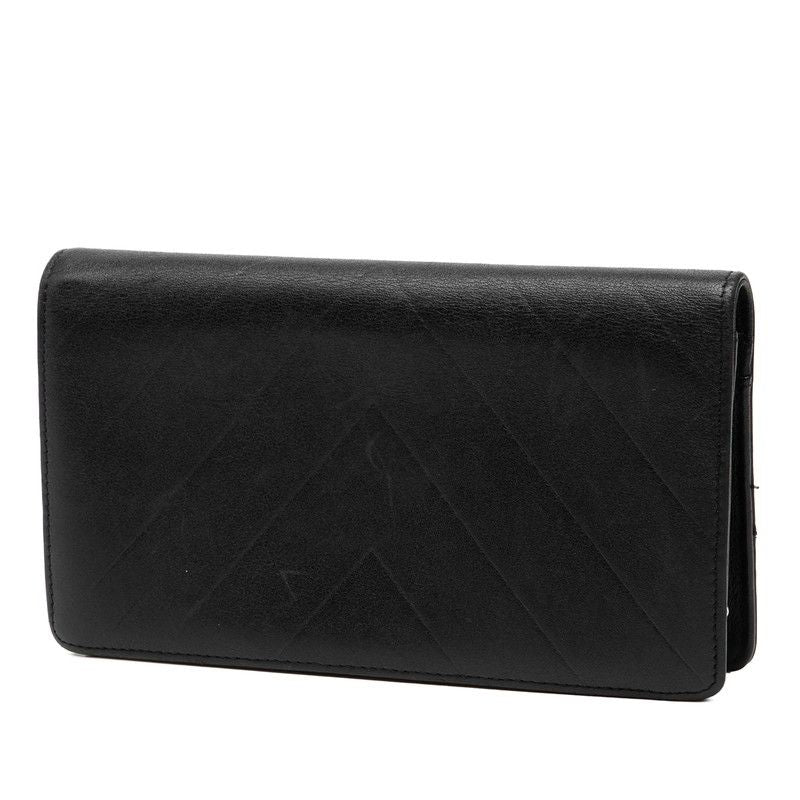 Chanel Stitch CC Logo Bifold Wallet Black Lambskin — view 2