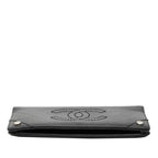 Chanel Stitch CC Logo Bifold Wallet Black Lambskin — view 3
