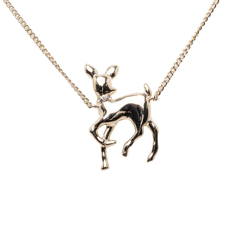 Chanel CC Logo Bambi Motif Gold Plated Faux Pearl Necklace — view 2