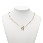 Chanel CC Logo Bambi Motif Gold Plated Faux Pearl Necklace — view 4