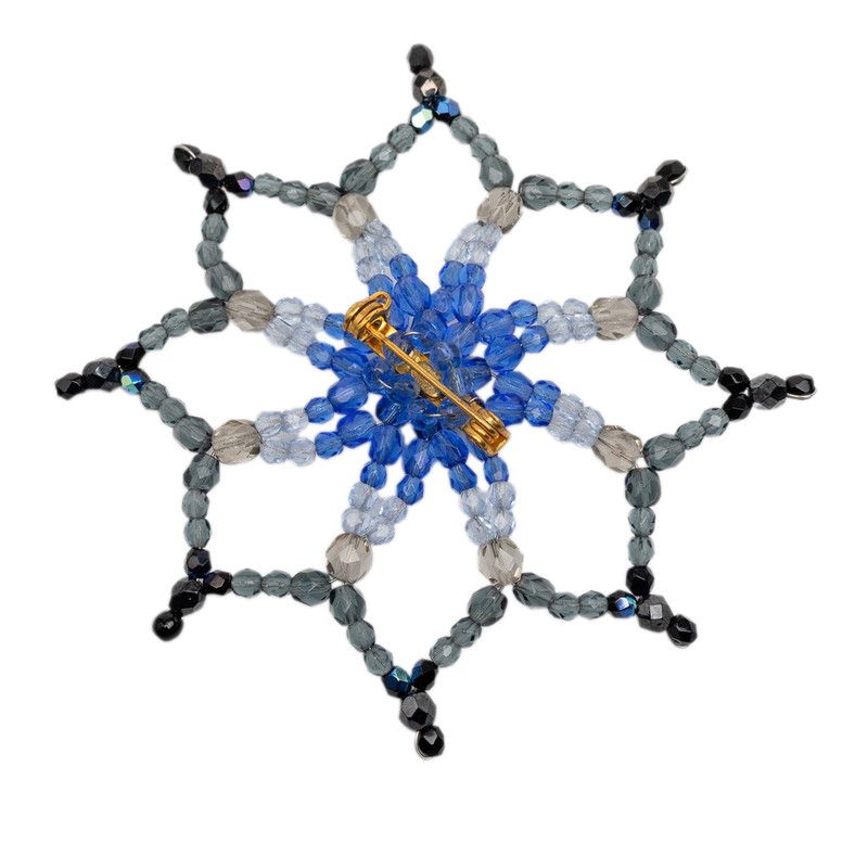 Chanel Snowflake Crystal Motif Blue Multicolor Beads Brooch — view 2