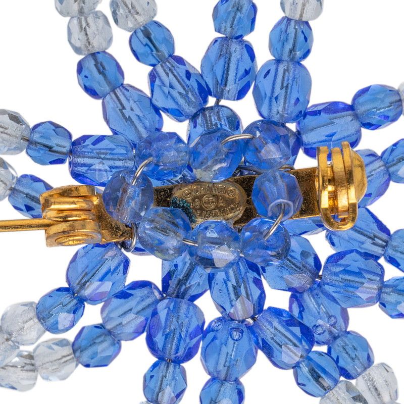 Chanel Snowflake Crystal Motif Blue Multicolor Beads Brooch — view 3