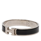 Hermes Click PM Silver Black Metal Enamel Bracelet — view 2