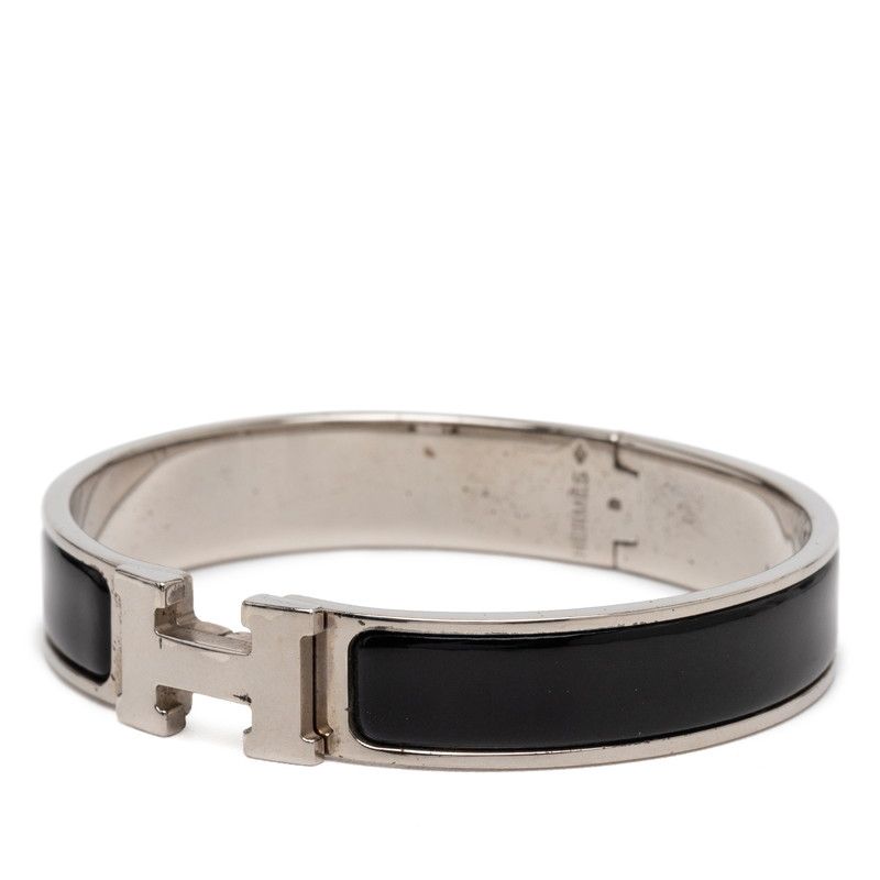Hermes Click PM Silver Black Metal Enamel Bracelet — view 2