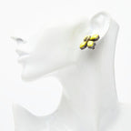 Chanel CC Logo Vintage Flower Motif Silver Yellow Metal Enamel Earrings — view 5