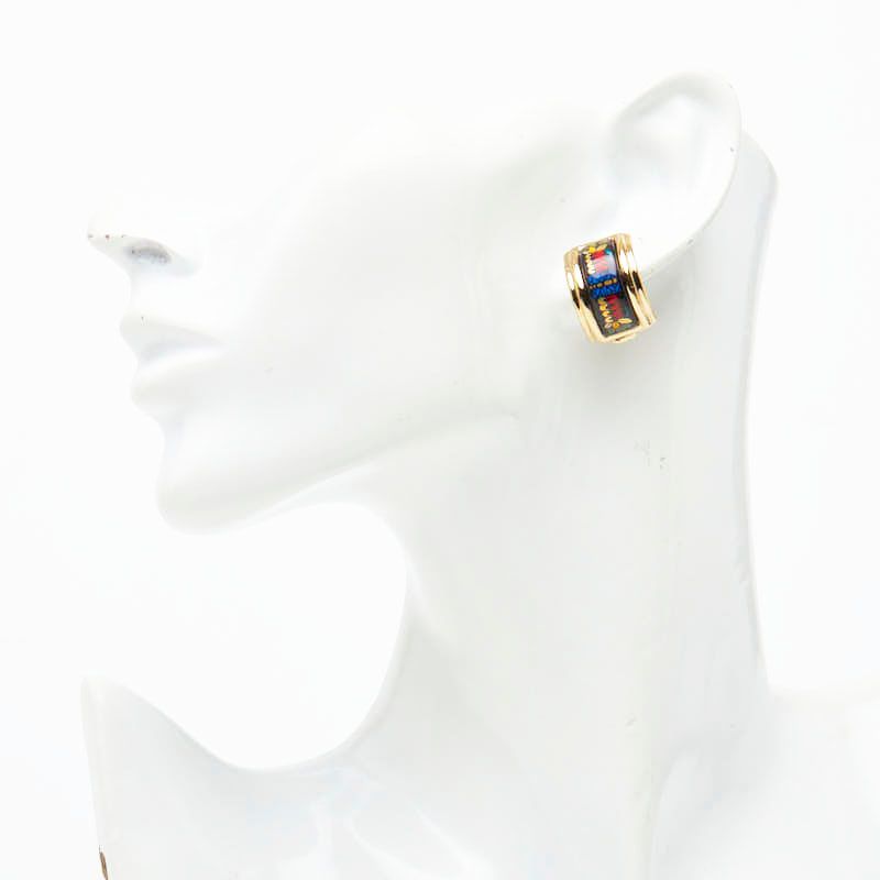 Hermes Enamel Gold Multicolor Plated Earrings — view 5