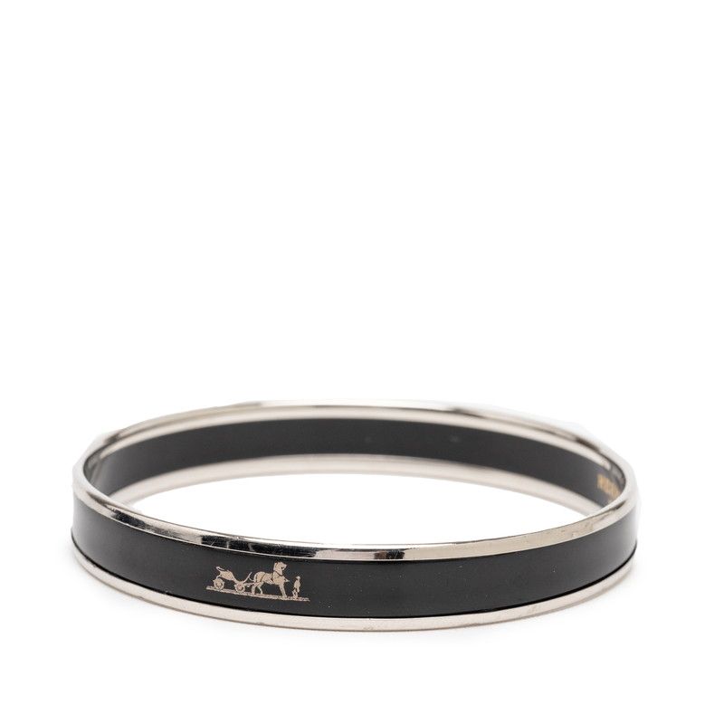 Hermes Enamel PM Silver Black Plated Belt — view 2