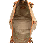 Prada Logo Jacquard Tote Shoulder Bag 2-Way Beige Brown Canvas Leather — view 6