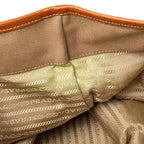 Prada Logo Jacquard Tote Shoulder Bag 2-Way Beige Brown Canvas Leather — view 4