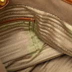 Prada Logo Jacquard Tote Shoulder Bag 2-Way Beige Brown Canvas Leather — view 5