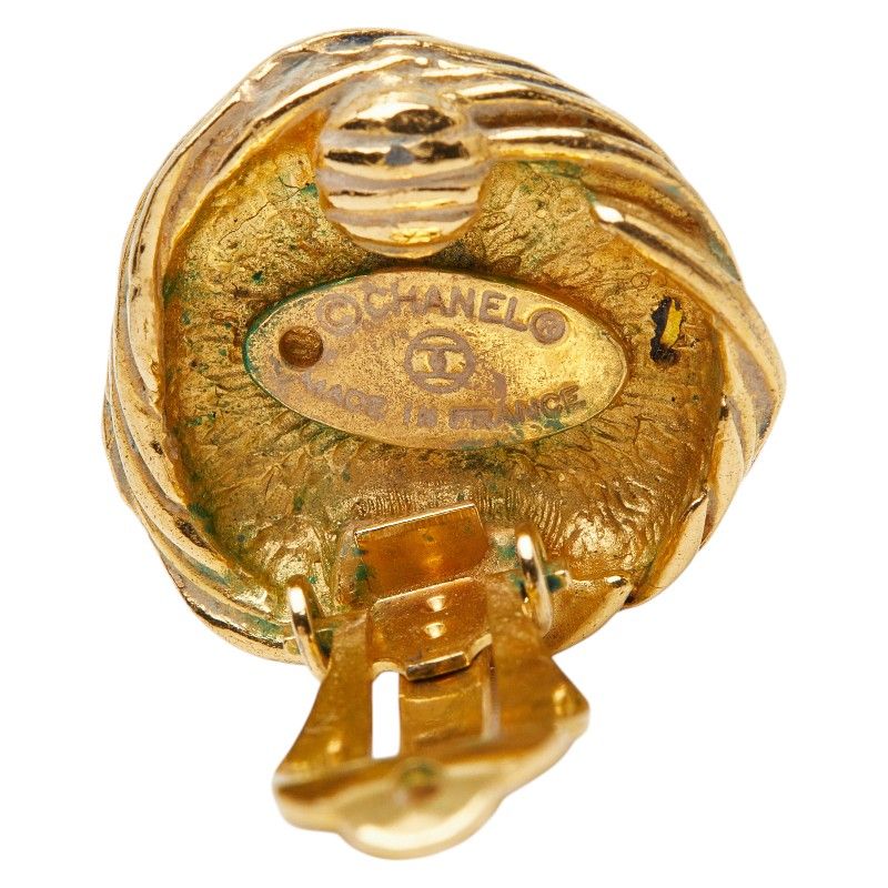 Chanel CC Logo Gold Plated Earrings — view 4
