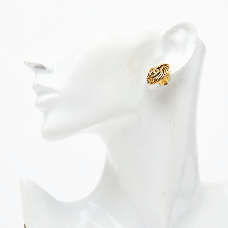 Chanel CC Logo Gold Plated Earrings — view 5