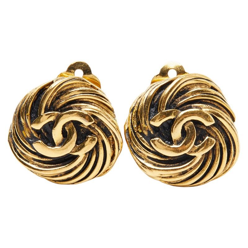 Chanel CC Logo Gold Plated Earrings — view 2