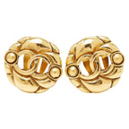 Chanel CC Logo Vintage Gold Plated Earrings — view 2