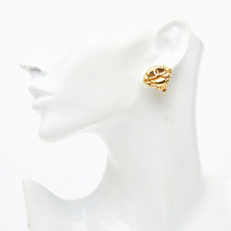 Chanel CC Logo Vintage Gold Plated Earrings — view 6